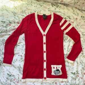 Hello Kitty Forever 21 Varsity College Red Knit Cardigan Limited Edition Rare